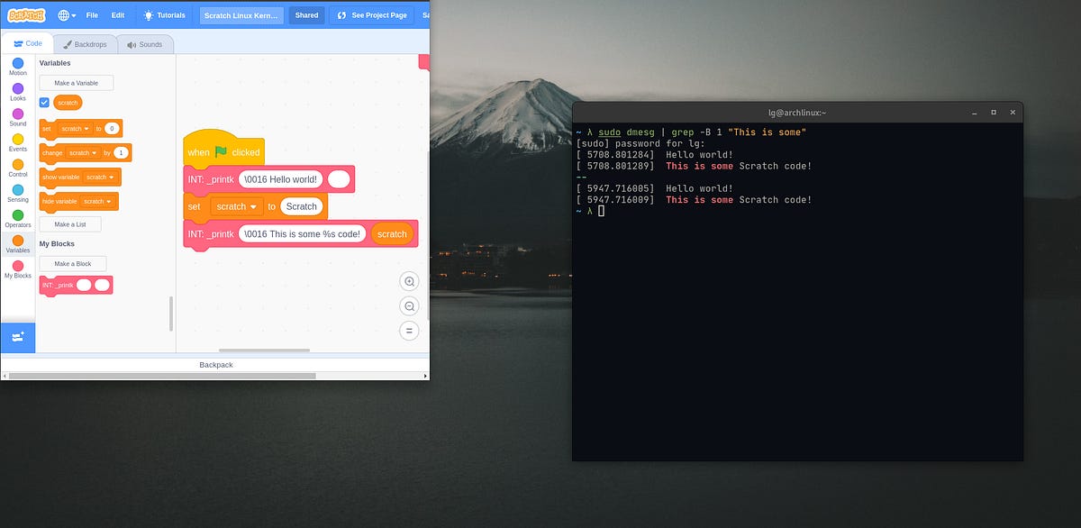 Shared post A Linux Kernel Module written in Scratch (a visual...