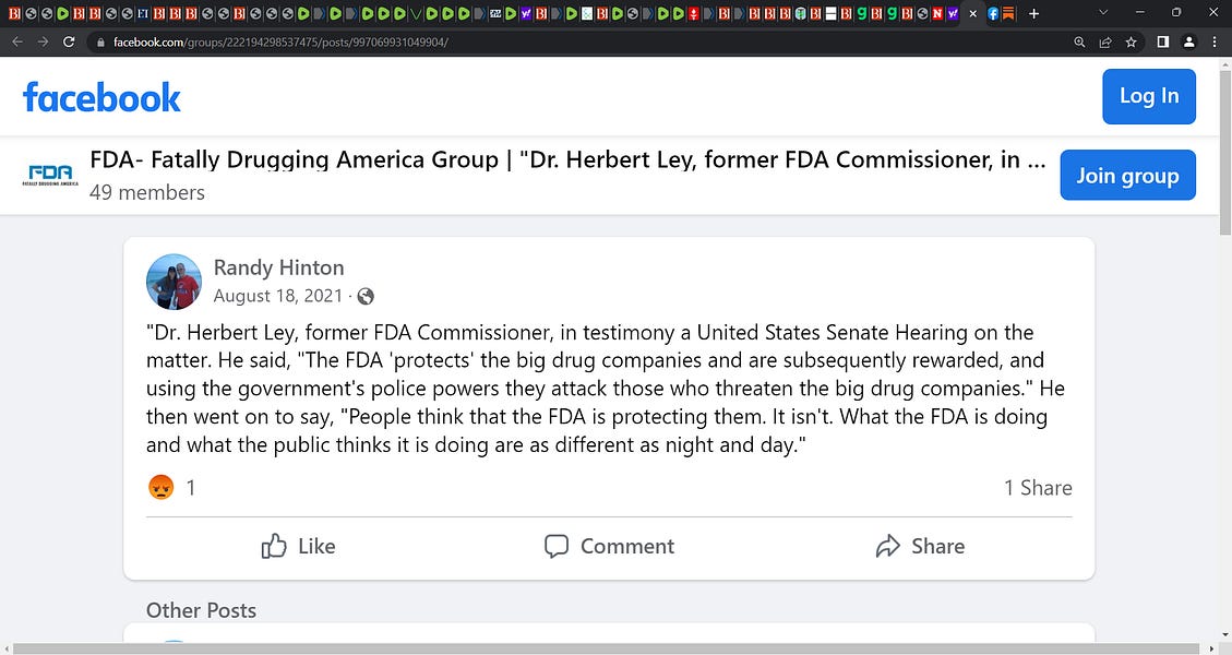FDA former Commissioner, Dr. Herbert Ley: 