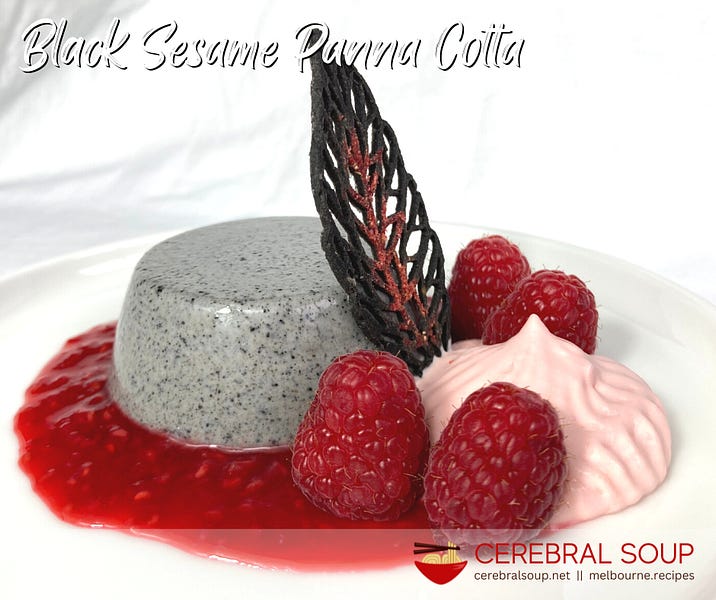 Recipe: Black Sesame Panna Cotta | Raspberry Yuzu Sauce | Raspberry