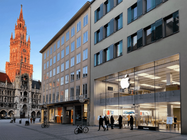 Apple team members work in seven branches and two of the 15 German Apple stores are located in Munich