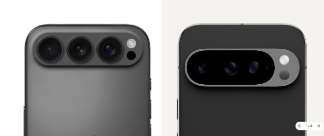 Rumored iPhone 17 Pro (left) and Google Pixel 9 Pro