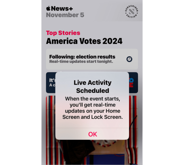 Apple News will let you watch live U.S. election results from your lockscreen