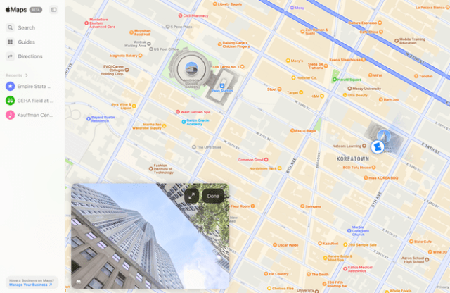 Apple Maps on the web Look Around feature