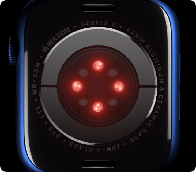 The Blood Oxygen sensor on the back crystal of Apple Watch