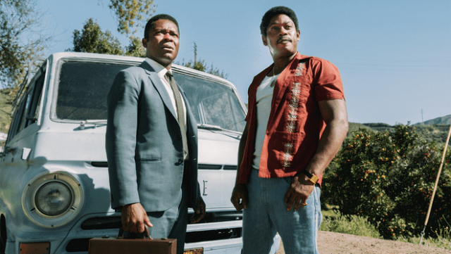 David Oyelowo and Bokeem Woodbine in “Government Cheese,” premiering April 16, 2025 on Apple TV+.