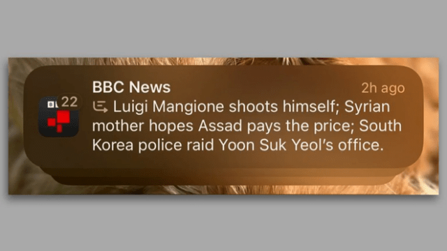 iPhone screenshot of the misleading BBC notification (image: BBC)