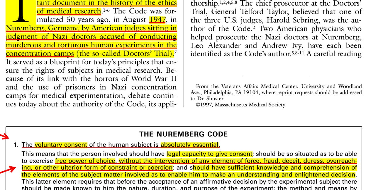 Nuremberg Review Part2: Documented Acceptance of Human Medical Rights