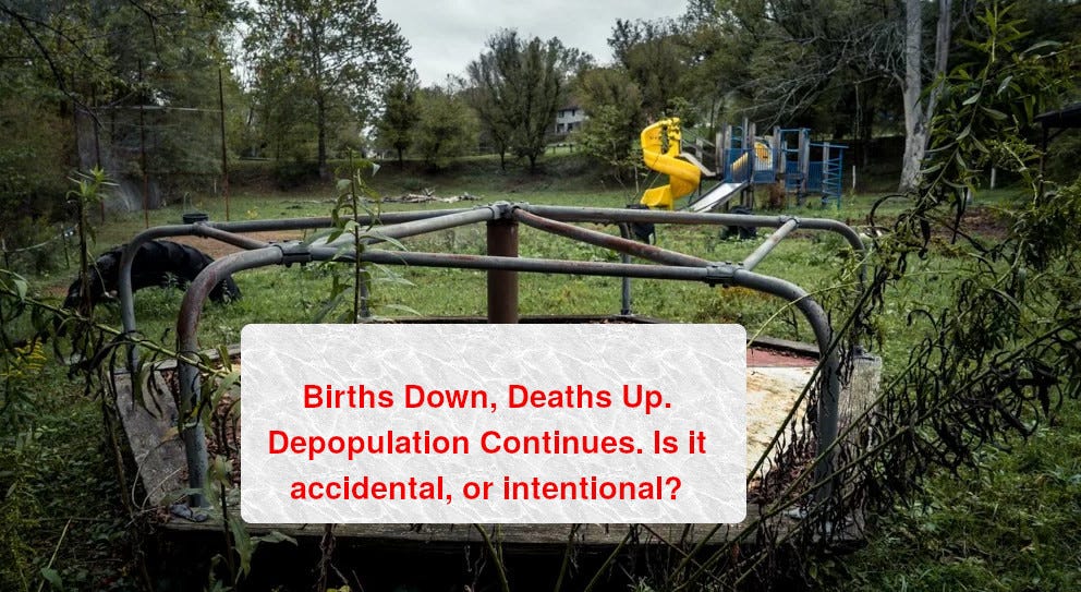 Is Depopulation we are Seeing, Planned or Incidental? December Births and Deaths Update