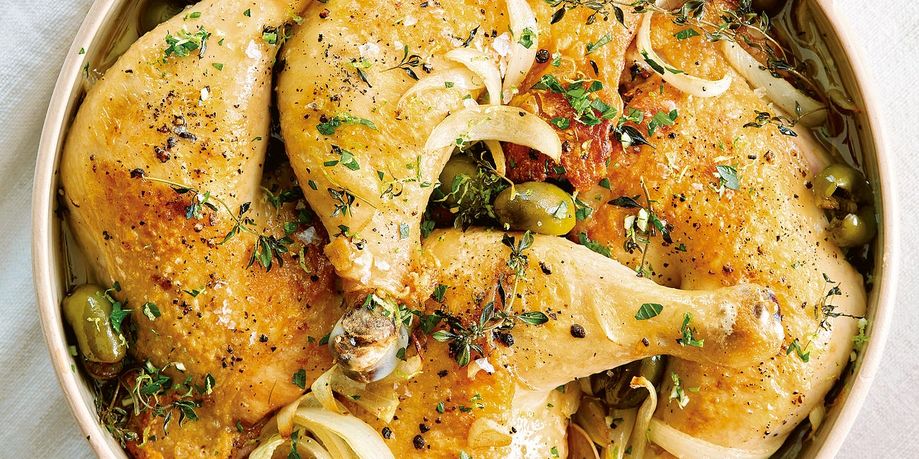Braised Chicken Legs with Green Olives and Lime Gremolata by Maria Zizka