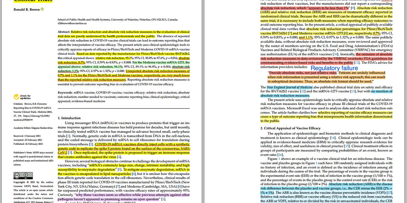 ABSOLUTE (effectiveness) vs RELATIVE (efficacy) RISK REDUCTION in Research Reporting Bias