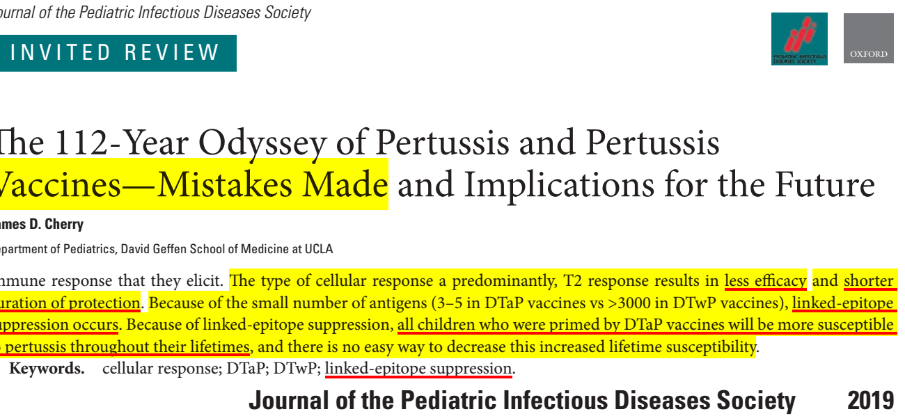 MEDICAL TERMINOLOGY 5) LINKED EPITOPE SUPPRESSION, a mechanism of Vaccine Failure per Journal of the Pediatric Infectious Diseases Society 2019