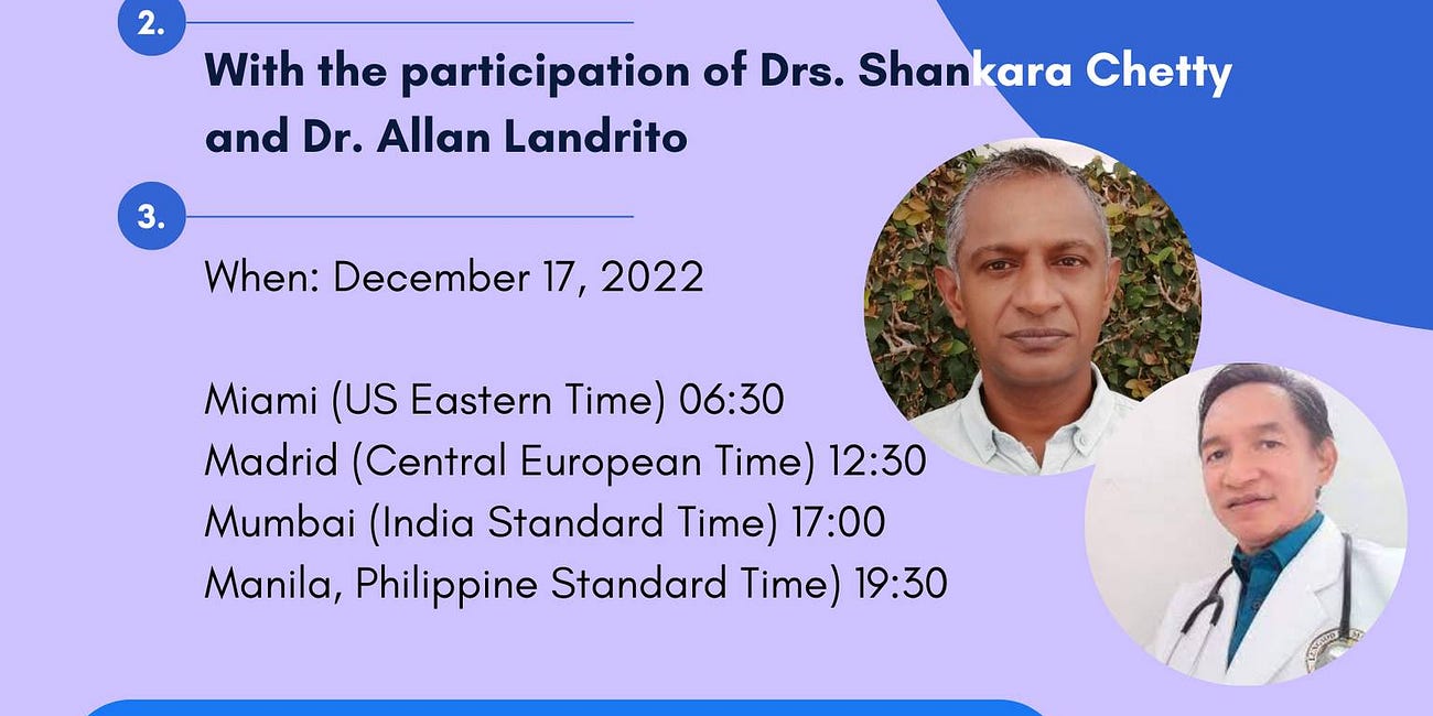 Dr. Allan Landrito and Dr. Shankara Chetty invite Doctors and Health Workers to participate in a Zoom presentation on "Curbing Turbo Cancers" Saturday, December 17, 2022.