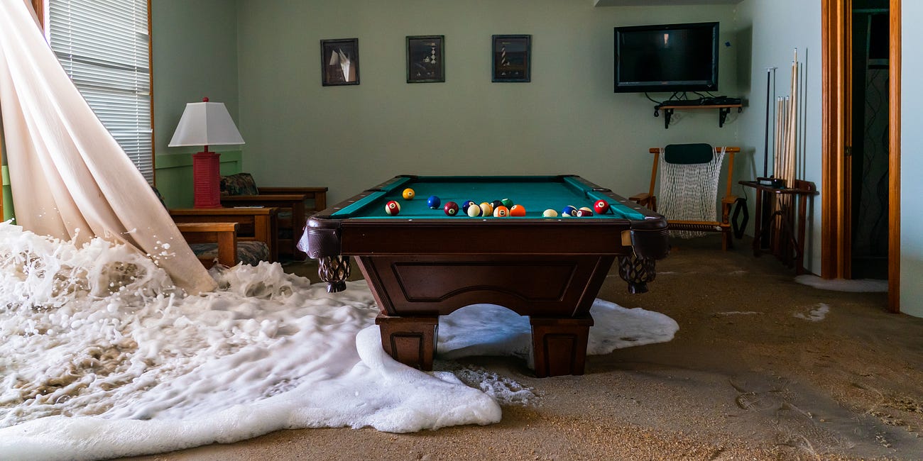 A hurricane. A surging ocean. And a pool table.