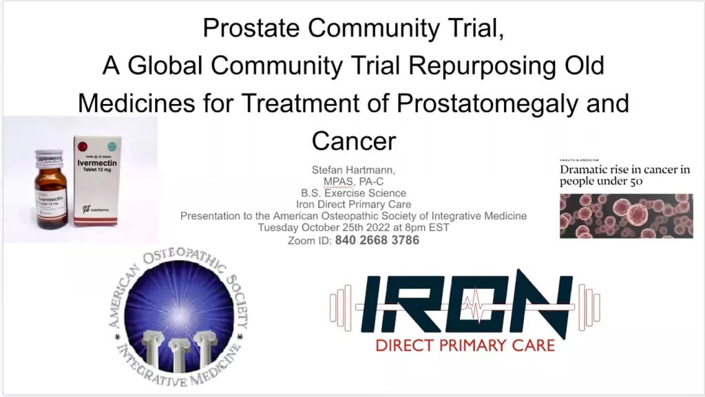 Stefan Hartmann, PA updates Ivermectin and Lactoferrin Volunteer Trials on Cancer and Enlarged Prostate