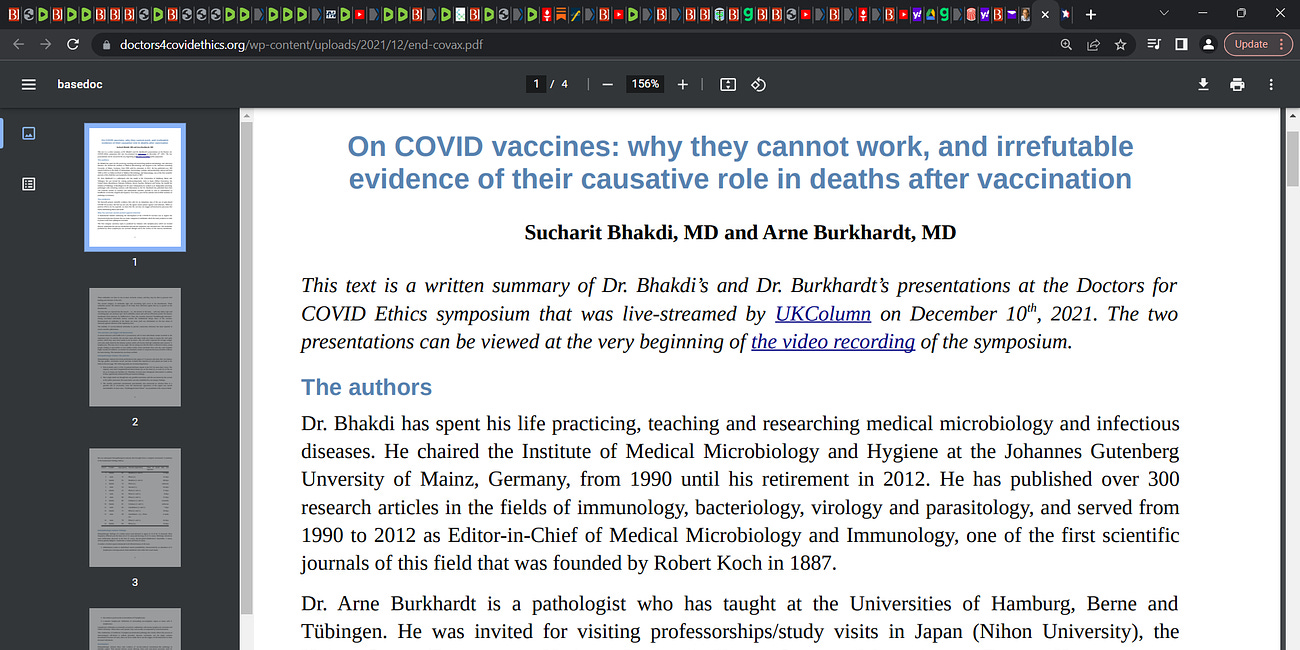 Sucharit Bhakdi, MD & Arne Burkhardt, MD: "On COVID vaccines: why they cannot work, & irrefutable evidence of their causative role in deaths after vaccination"; they could not work; can't hit mucosae