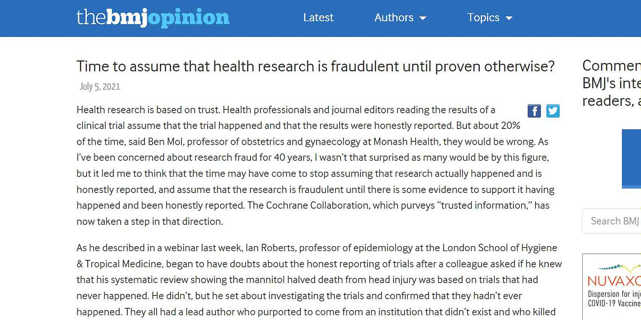 Time to assume that health research is fraudulent until proven otherwise?