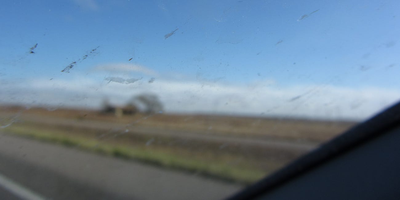 Plasmic Material on the Windshield, While Driving Cross-Country