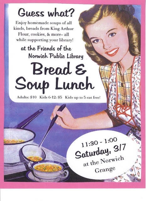 SOUP & BREAD LUNCH TO BENEFIT NORWICH PUBLIC LIBRARY