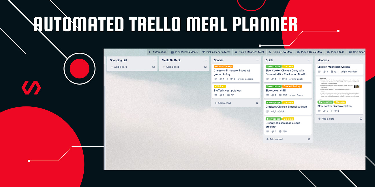 Automated Meal Planning with Trello
