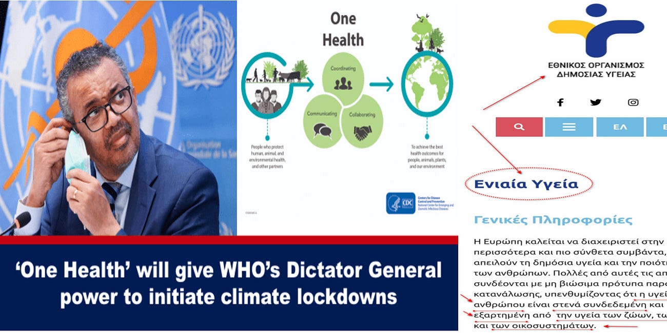 Η "Ενιαία Υγεία" (“One Health”) Θα Δώσει Στον Γενικό Δικτάτορα Του ΠΟΥ Την Εξουσία Να Δρομολογεί Κλιματικά Λουκέτα 