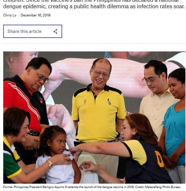 VAERS: FOREIGN REPORTS: Philippines: Summary of All Filipino Reports in VAERS. 1,161 Suspected C-19 Vax Deaths vs. 204 Dengvaxia Deaths. Will Dengvaxia Learnings be Applied to C-19 in Time?