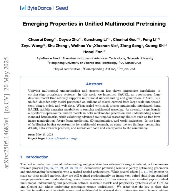 Emerging Properties in Unified Multimodal Pretraining