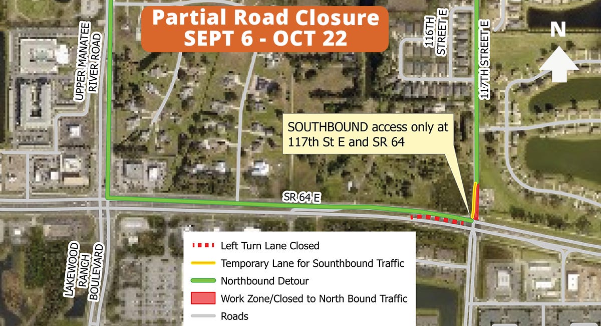 Partial Road Closure on 117th St E at SR 64 for Lift Station Project