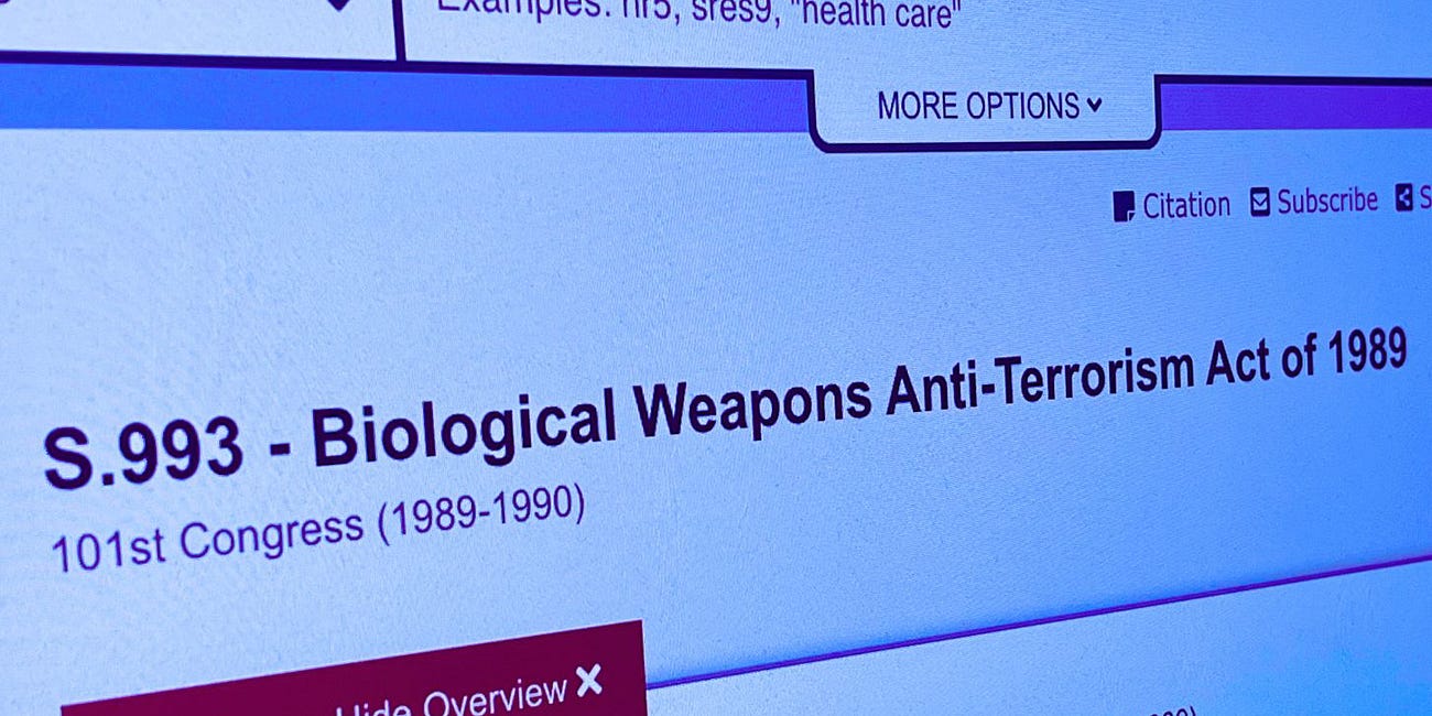 How to Ban Gain-of-Function in America: Repeal or Amend the 1989 'Biological Weapons Anti-Terrorism Act'