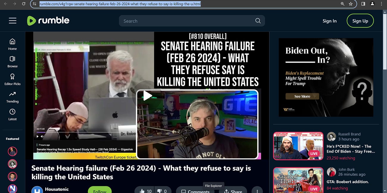 Housatonic: what has JJ Couey & Housatonic been whispering to us? What? 'Senate meeting failure (Feb 26 2024) - What they refuse to say is killing the United States'; its not a hearing! What did 