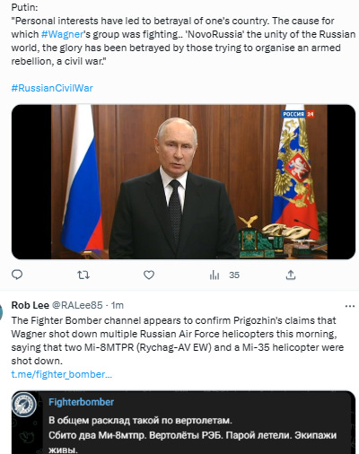 Breaking News: Putin v Prigozhin, a Coup Each Other