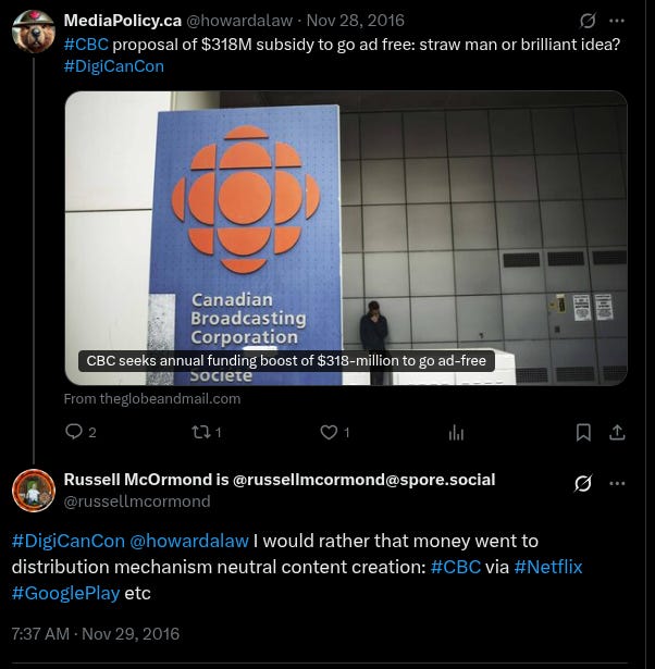 Ad free CBC? Why not shift money to creators?