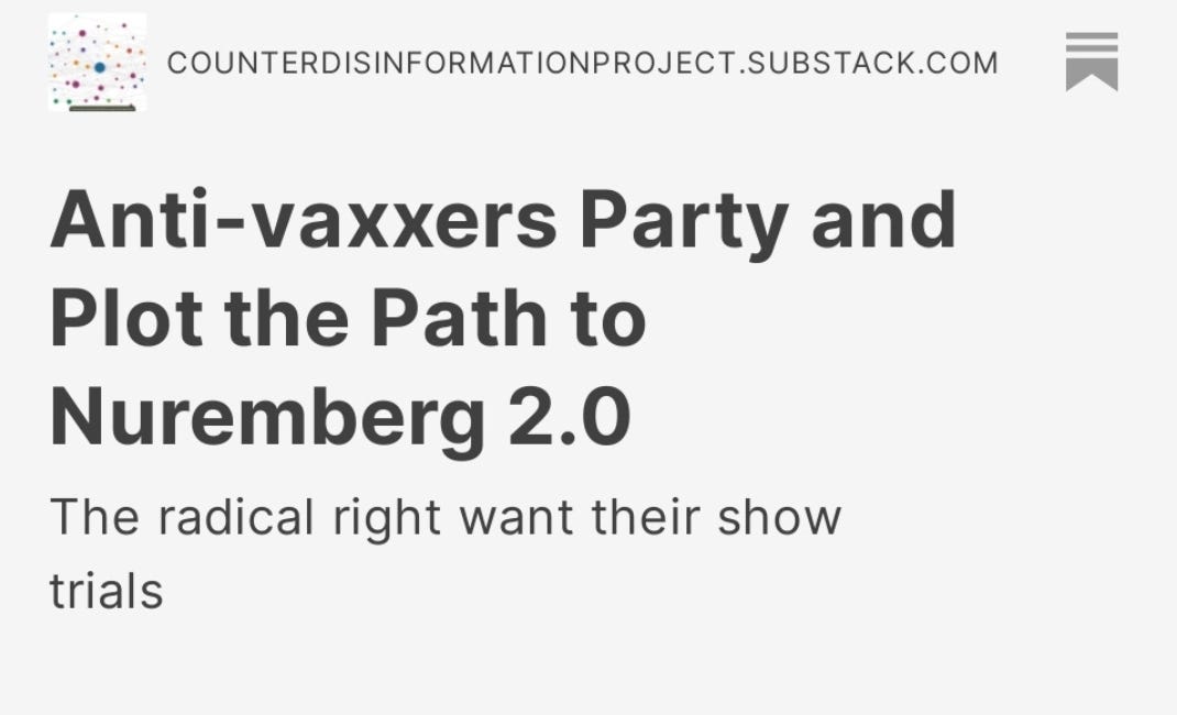 Anti-vaxxers Party and Plot the Path to Nuremberg 2.0