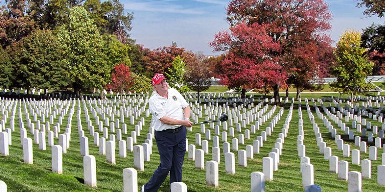 Trump criticized for 'sneaking in a quick nine' at Arlington National Cemetery