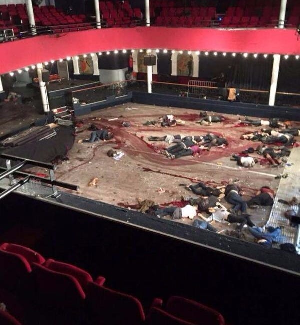 Remember Bataclan, France, 2015? The photo below is one of the most cleaned up ones! The North African and Middle Eastern animal killed over 130 innocent people. What the beasts did to the patrons on 