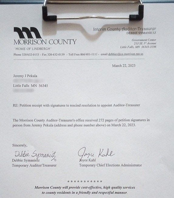 Morrison County Patriots Work Together to Collect Thousands of Signatures to Rescind Unpopular Commissioner Decision