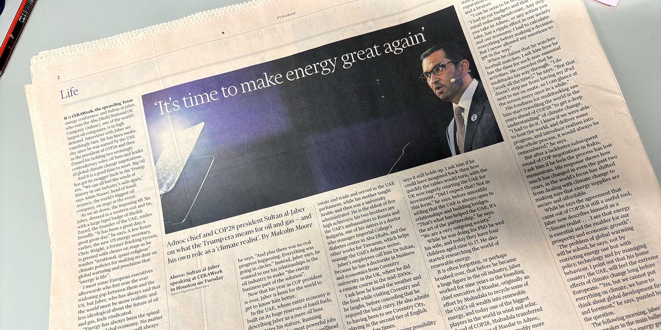 On the Financial Times' profile of Sultan Al-Jaber, oil man 