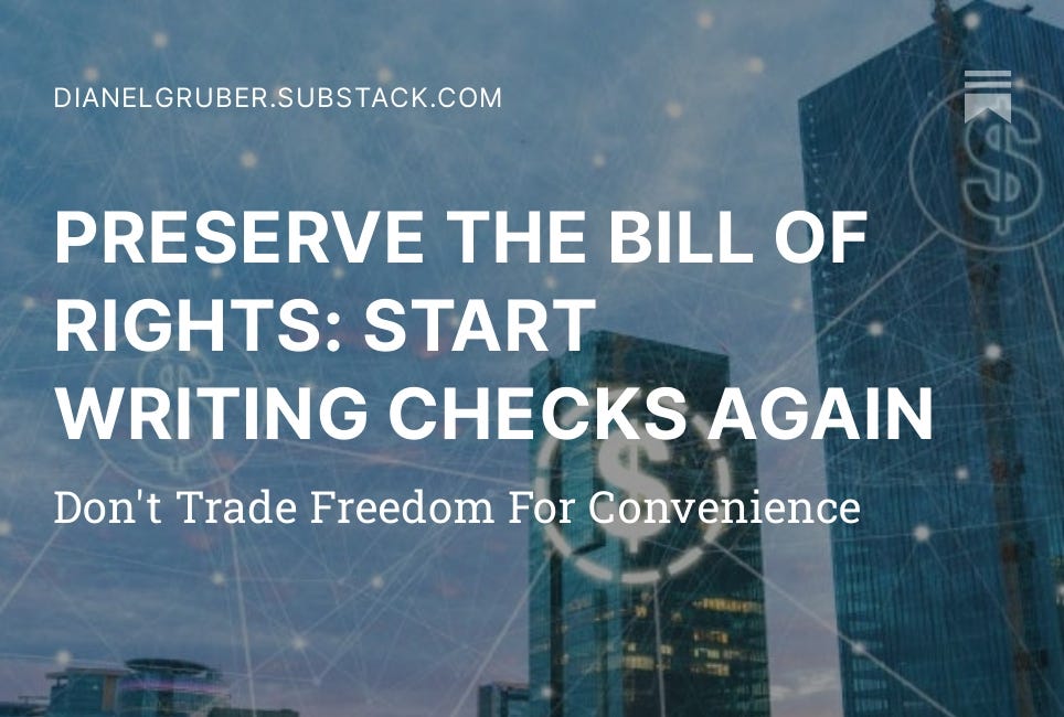 PRESERVE THE BILL OF RIGHTS: START WRITING CHECKS AGAIN