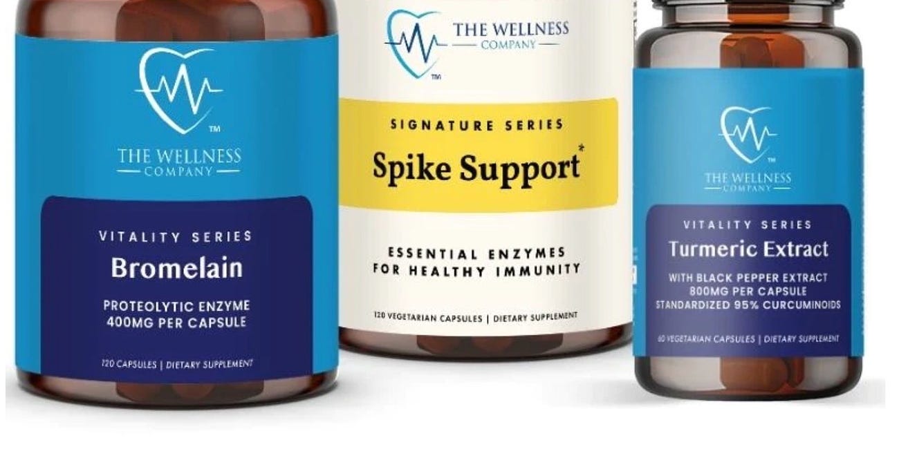 The Wellness Company's (TWC) Spike Detoxification (Recovery) formula (& other supplement products) offers support after virus or COVID vaccine (LONG-COVID, post acute sequelae)