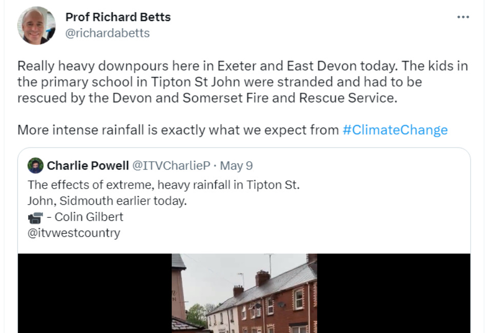 Betts Of The Met (Office) On Twitter Spouting Nonsense About Heavy Rain And Climate Change In Exeter