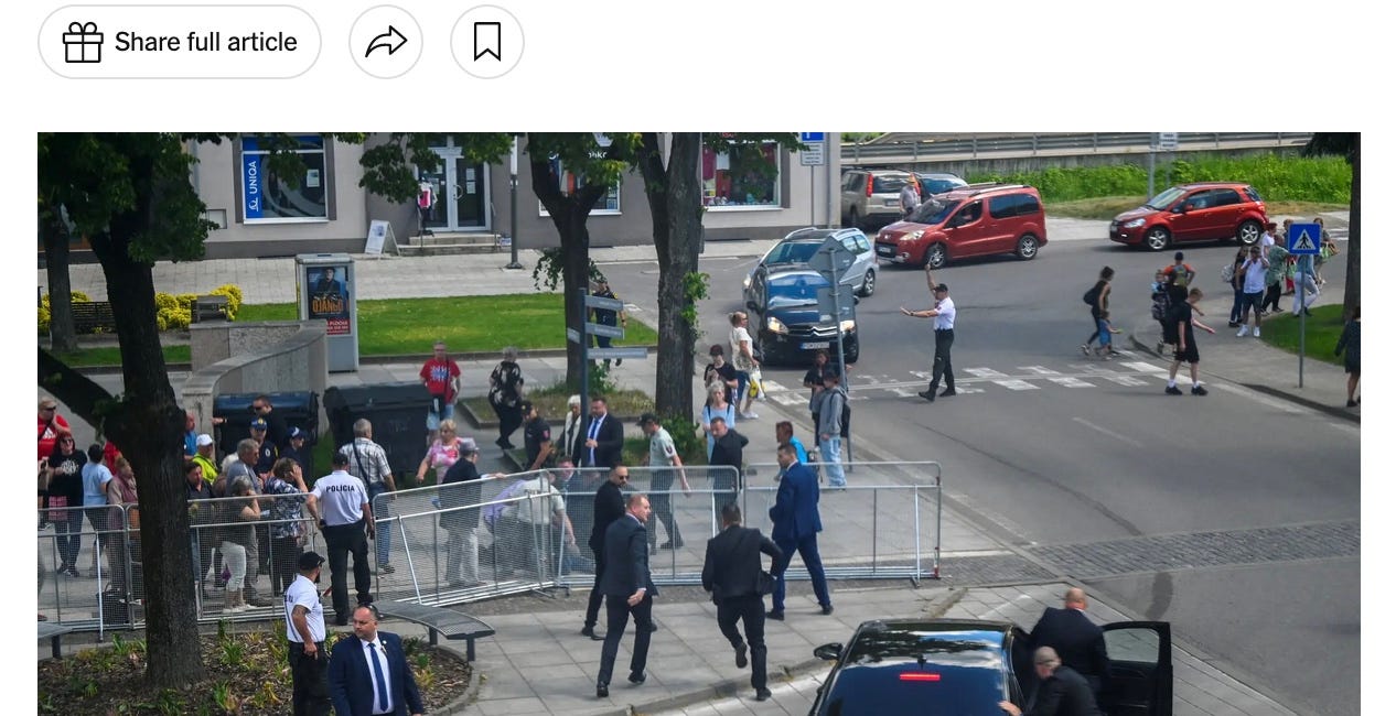 Slovakian Prime Minister Fico shot multiple times several days after announcing his nation will not be signing the WHO treaty and amendments