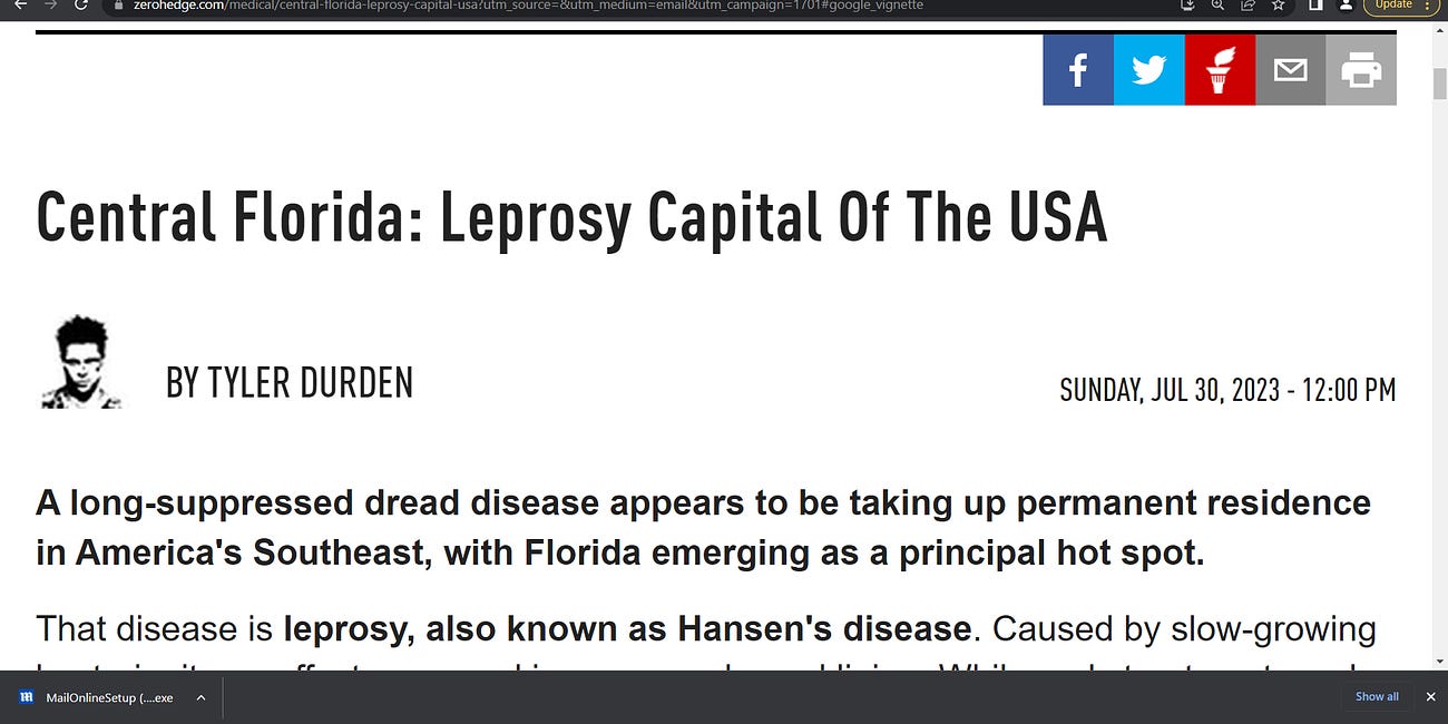 Leprosy: COVID vaccine? why is Leprosy rising in Florida? 'Central Florida: Leprosy Capital Of The USA'; While early treatment can be highly effective, a neglected case can lead to crippling 