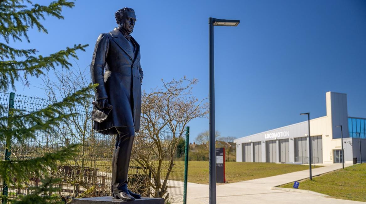 The engineer returns: Robert Stephenson statue pulls into Shildon