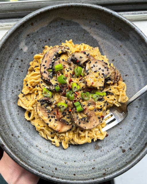 Mushroom Ramen Carbonara