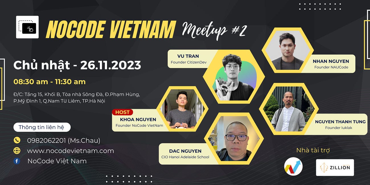 Cập nhật thông tin sự kiện: NoCodeVietNam Meetup #2 - Hà Nội - Chủ Nhật 26 Tháng 11 