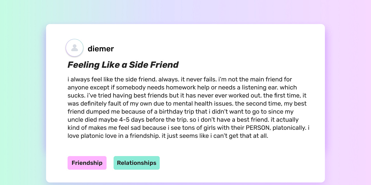 Why do I always feel like a 'side friend'?