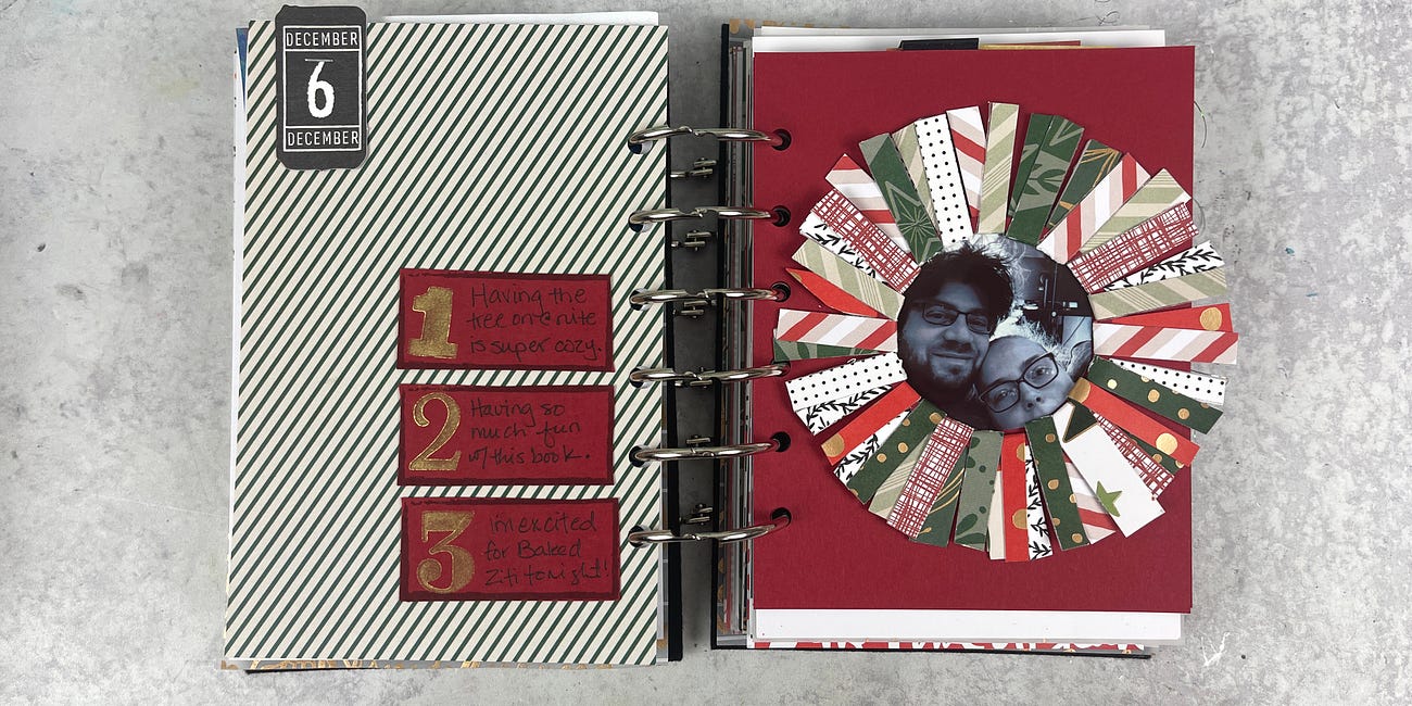 December Daily Pages 12/06/23: DIY Paper Wreath Photo Frame