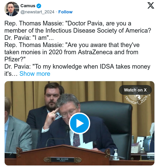 Nothing To See Here: Infectious Disease Society of America Took Money From Pfizer and AstraZeneca