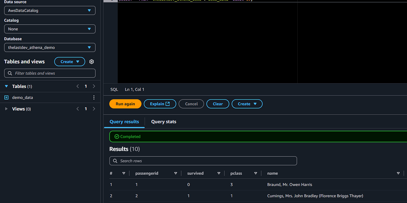 Showcasing AWS Athena