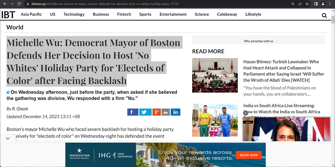 If this moron of a mayor Michelle WuHAN of Boston stands by this holiday party only for colored people, then fire this idiot, fire this sicko & it is why we need voter RECALL, referandums, to get rid 