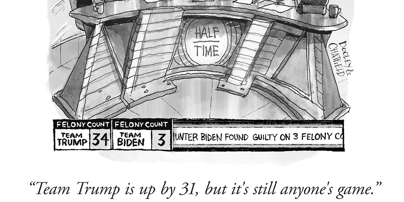 Today's Daily New Yorker Cartoon: Halftime at the Felony Finals